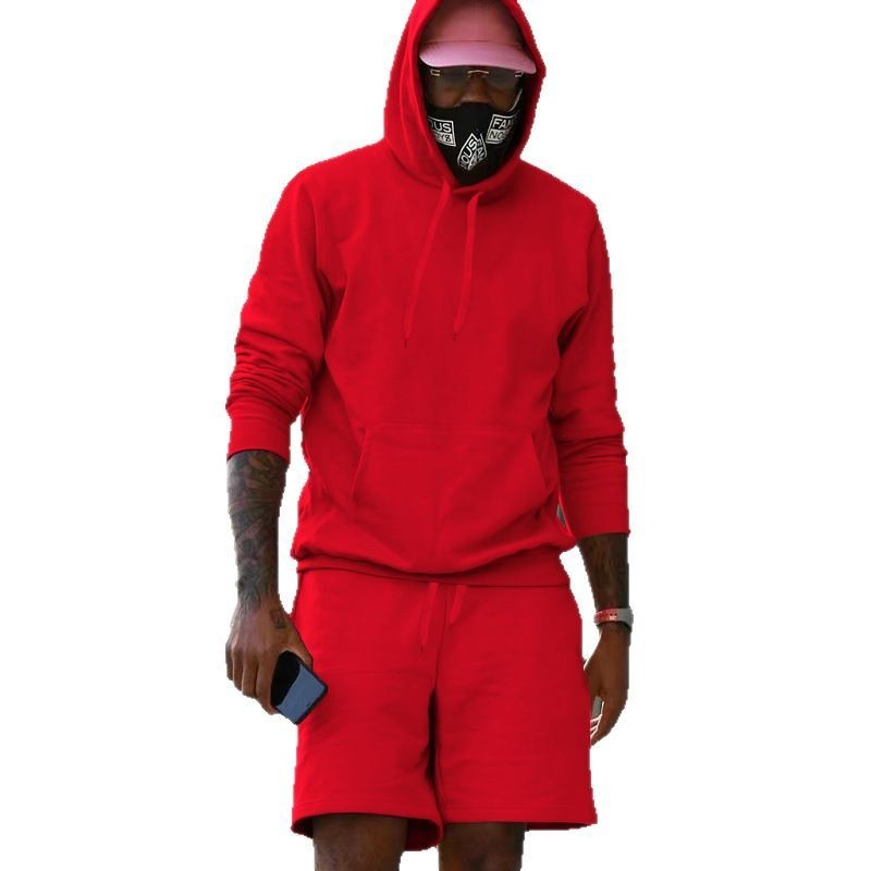 Mens Fleece-Lined Hoodie And Shorts Two-Piece Set - Image 10