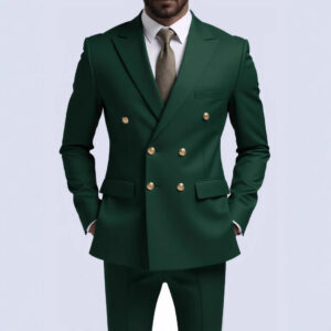 Business Non-Iron Two-Piece Suit With Double-Breasted Gold Buttons