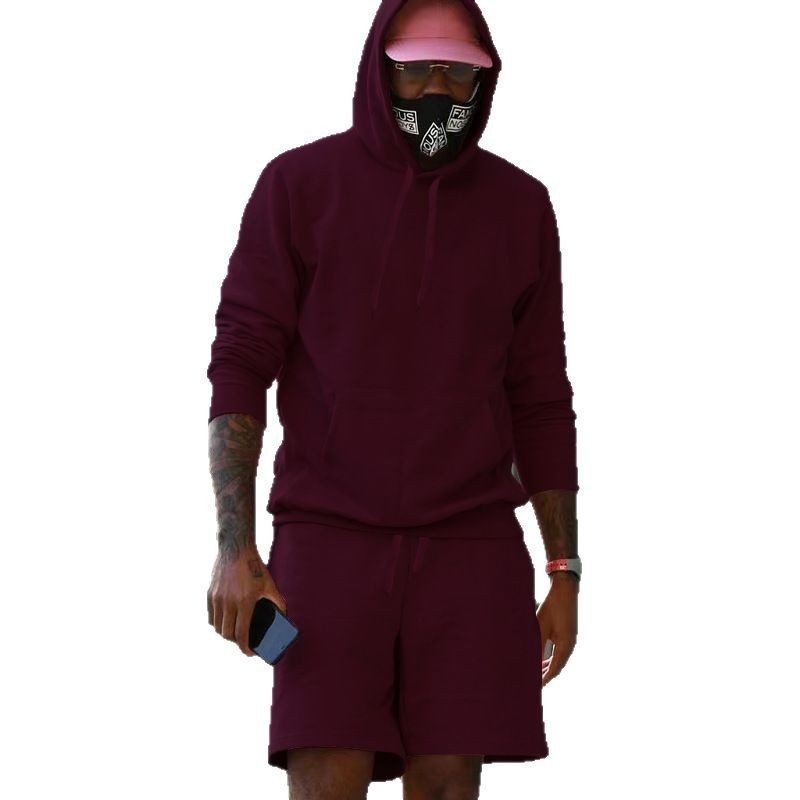 Mens Fleece-Lined Hoodie And Shorts Two-Piece Set - Image 5