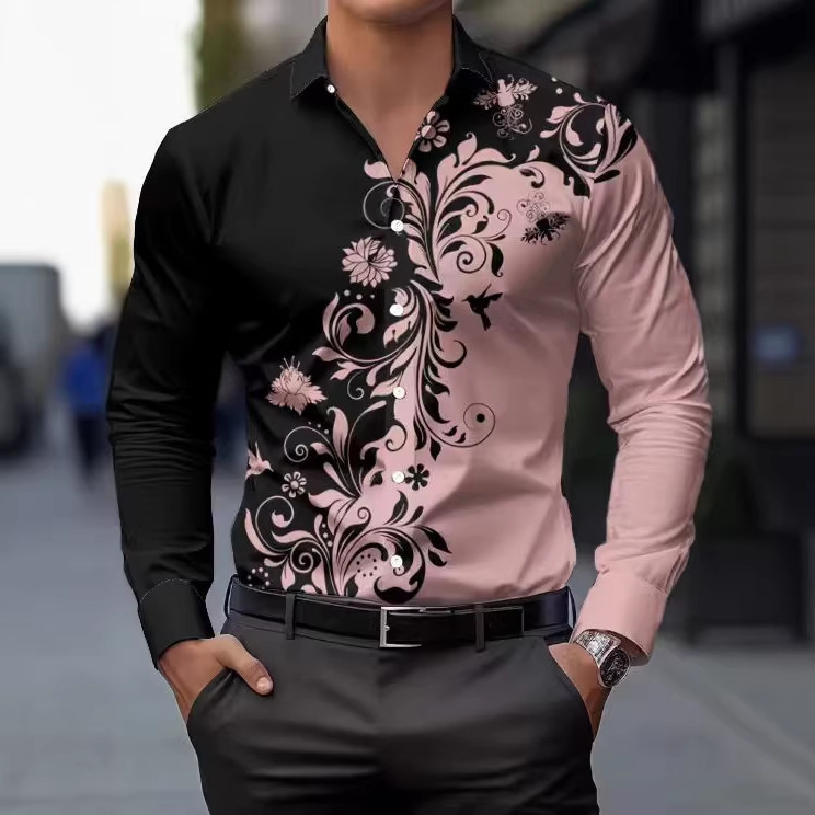 Men's Patterned Printed Slim-Fit Shirt - Image 6