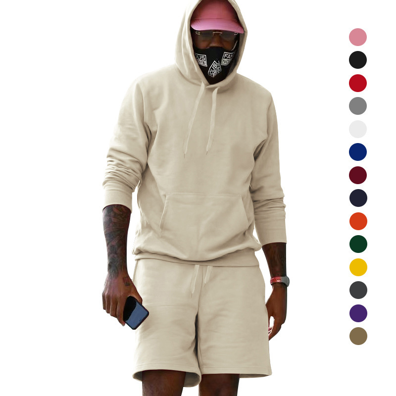 Mens Fleece-Lined Hoodie And Shorts Two-Piece Set - Image 6