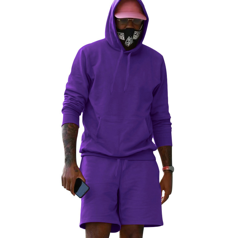 Mens Fleece-Lined Hoodie And Shorts Two-Piece Set - Image 7
