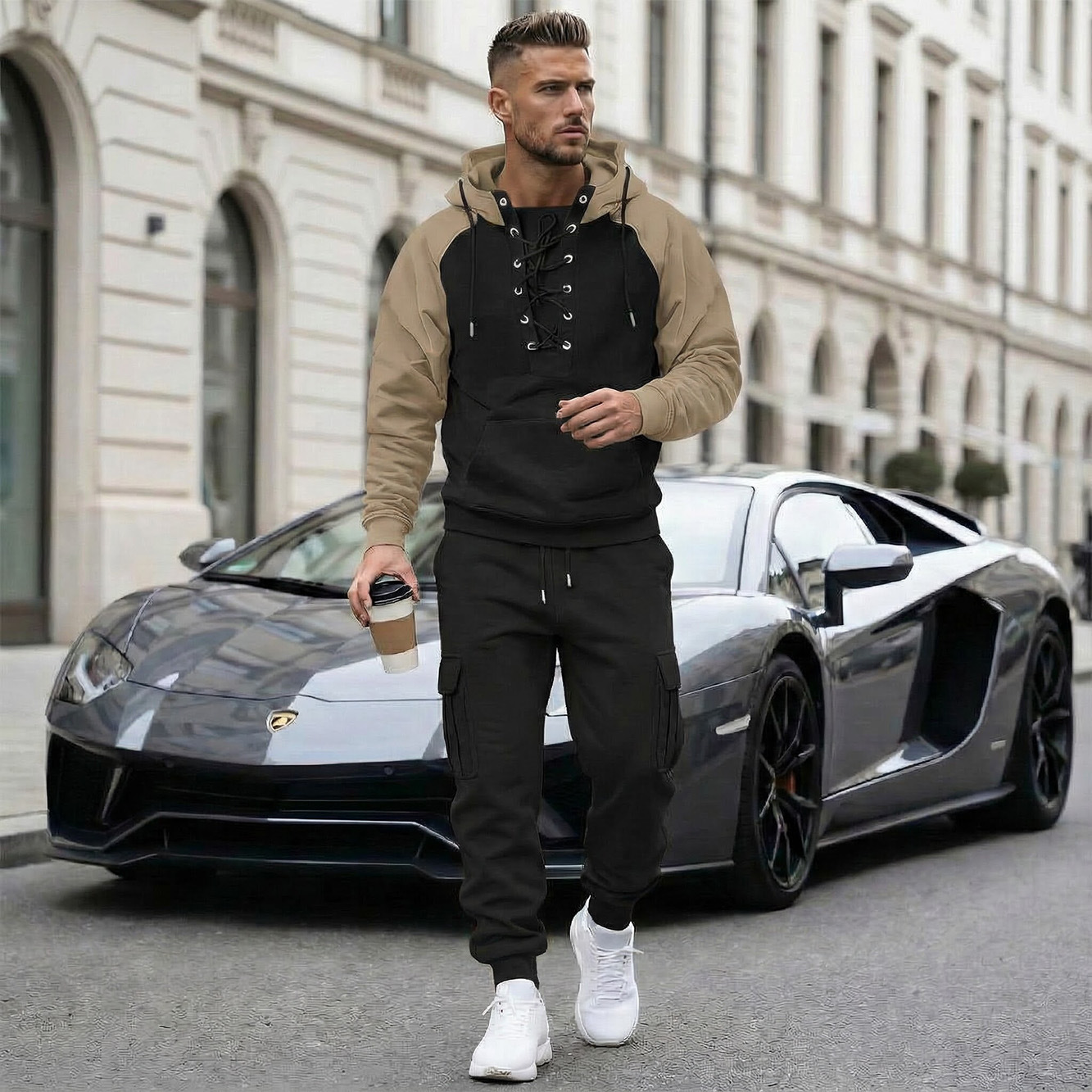 Fleece-lined Cargo Pants With Raglan Sleeves And Multiple Pockets - Image 10