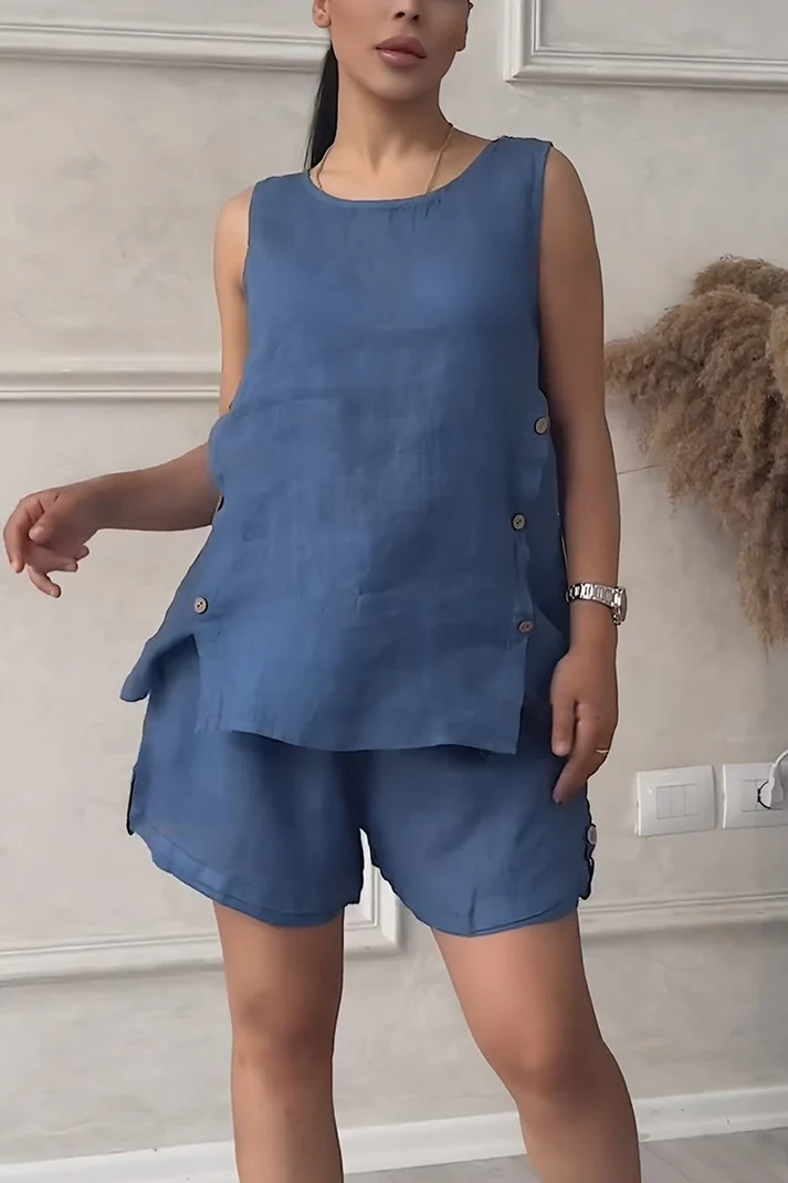 Women's Plus-size Cotton-linen Shirt Set - Image 8