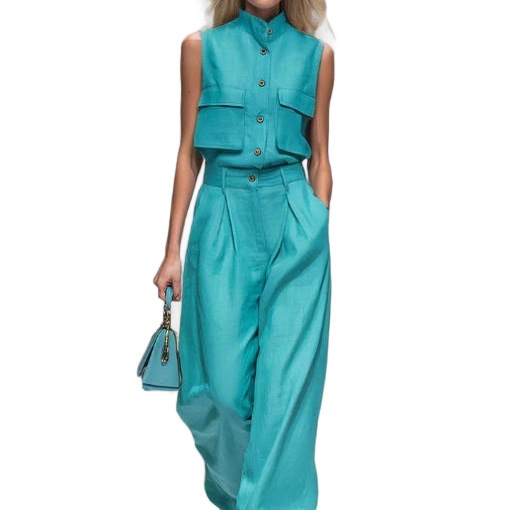 Sleeveless Vest And Wide-leg Pants Set For Women - Image 6