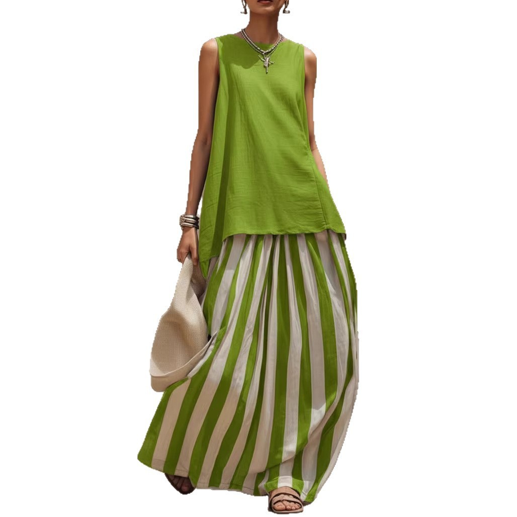 Sleeveless Striped Fashionable Vacation Set - Image 7