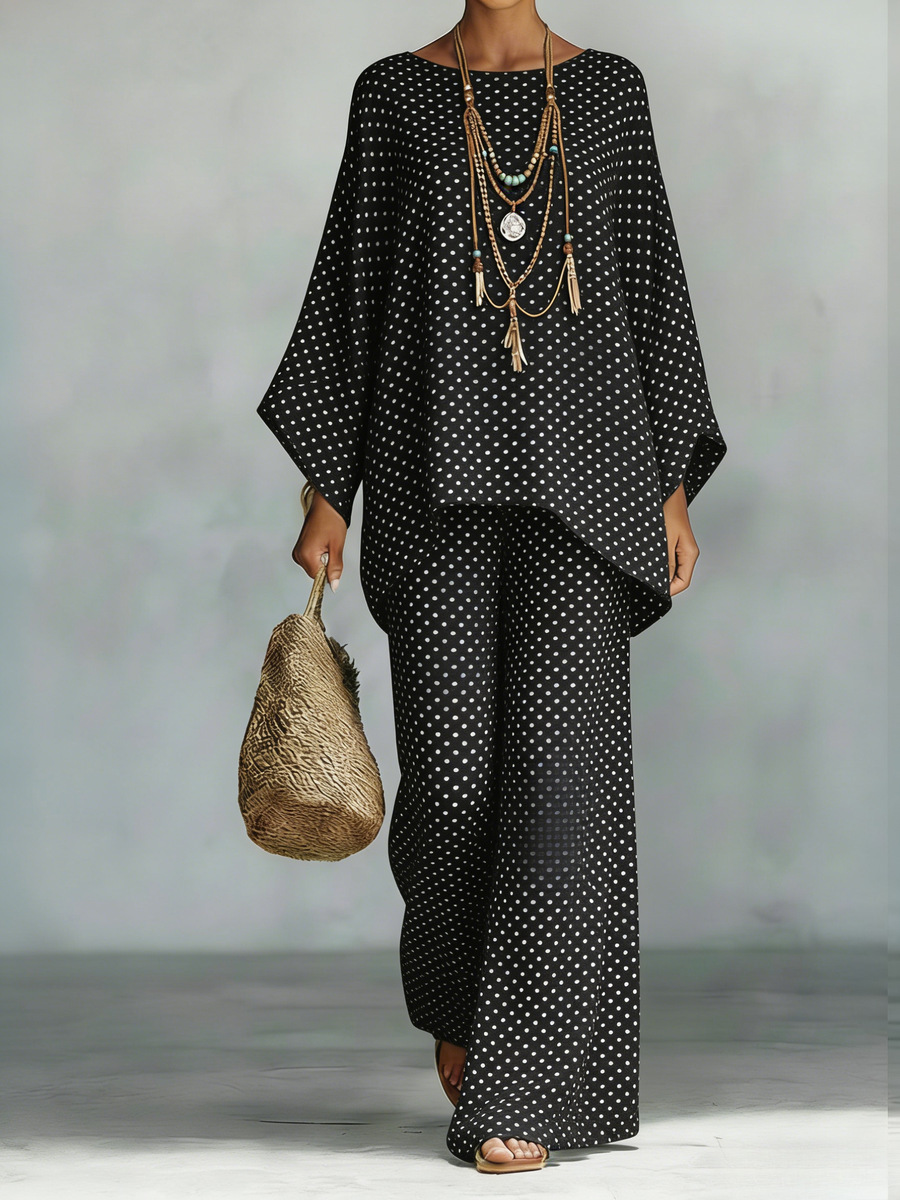 Women's Floral Print Linen Wide-Leg Two-Piece Set - Image 10