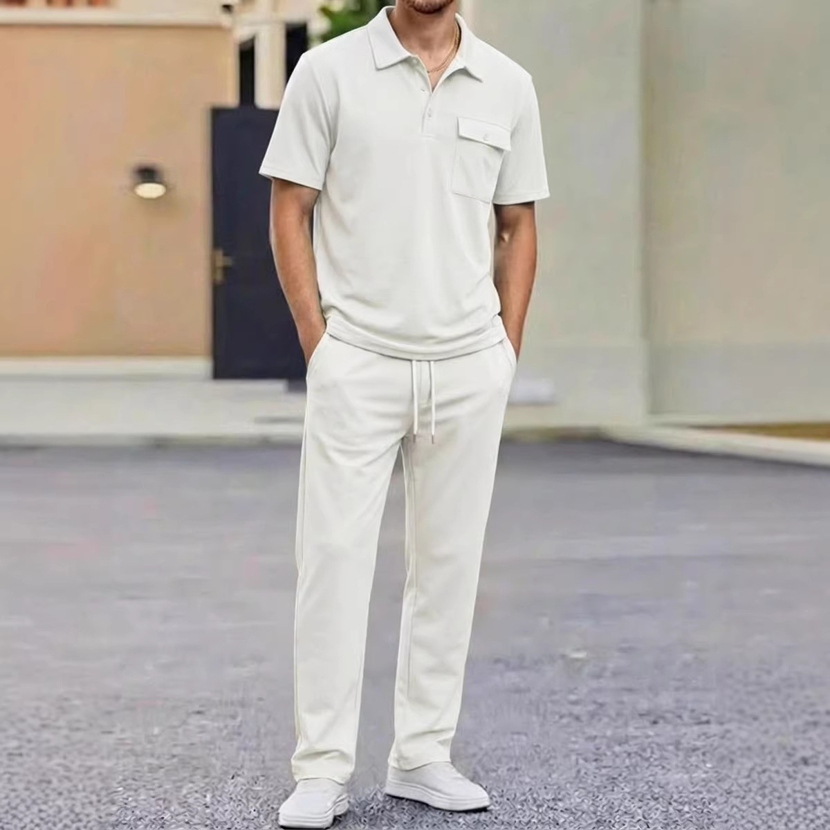 Mens Sportswear Set Short-Sleeve Polo Shirt Pants - Image 10