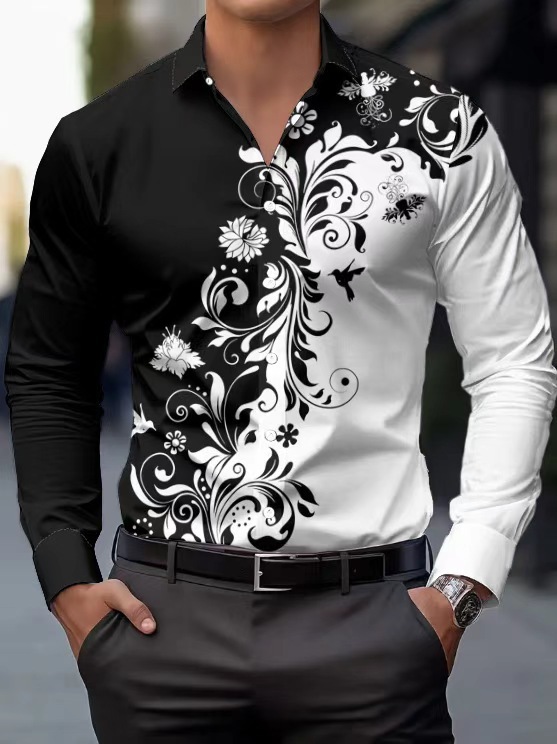 Men's Patterned Printed Slim-Fit Shirt - Image 7