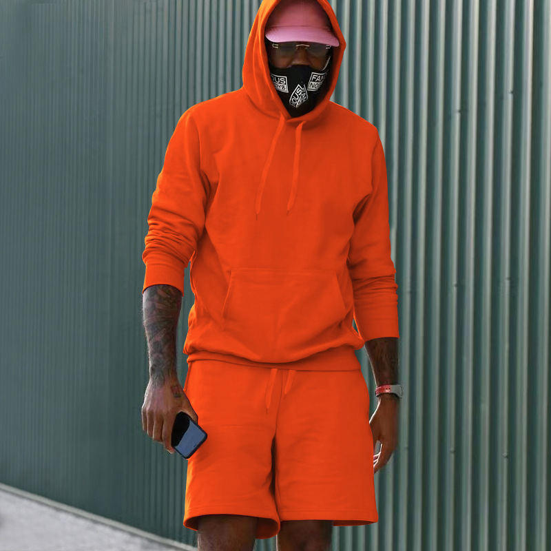 Mens Fleece-Lined Hoodie And Shorts Two-Piece Set - Image 9