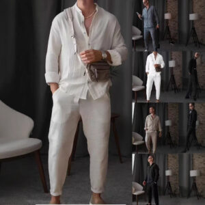 Mens Casual Sporty LongSleeve Top And Pants Set Simple Style