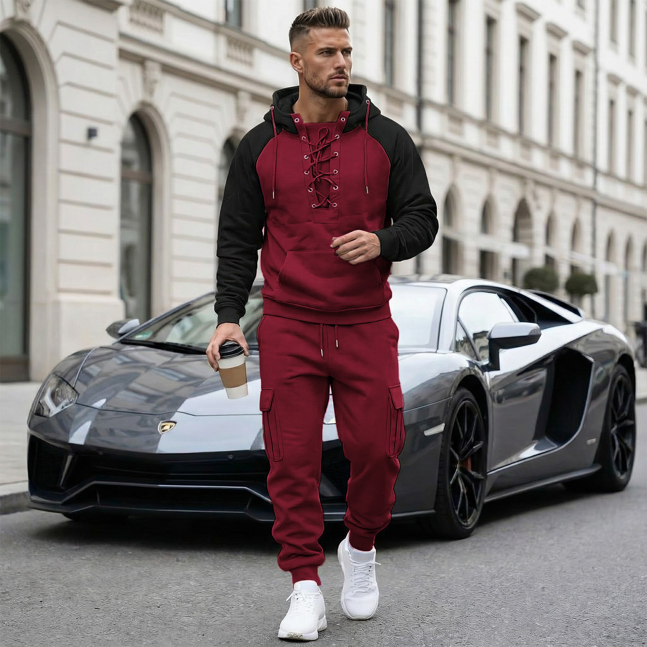 Fleece-lined Cargo Pants With Raglan Sleeves And Multiple Pockets - Image 4