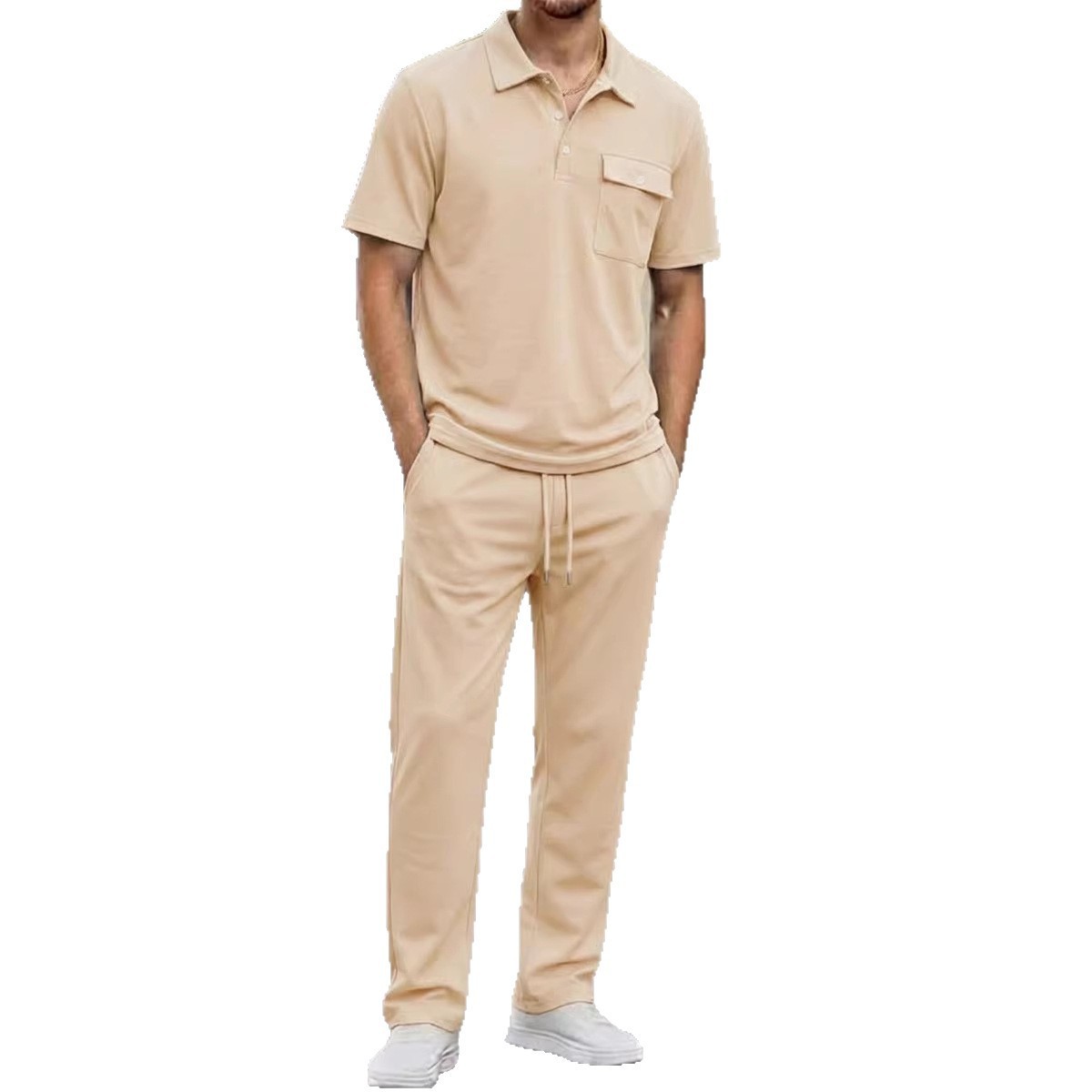 Mens Sportswear Set Short-Sleeve Polo Shirt Pants - Image 6