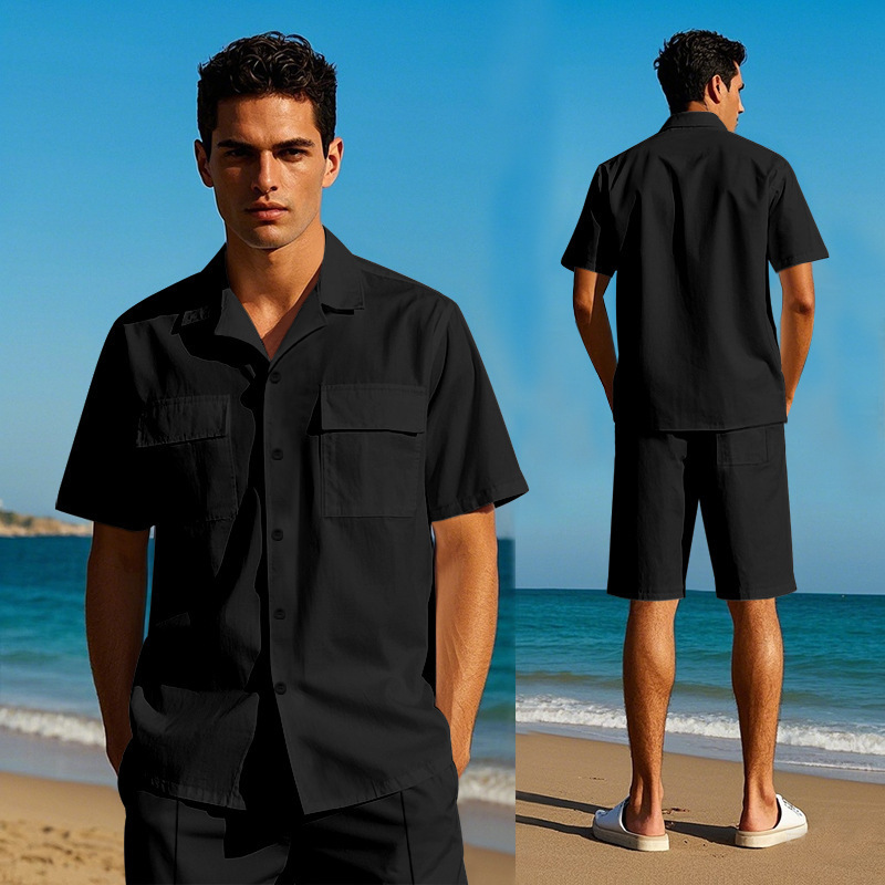 Solid Color Men's Sportswear Suit - Image 3