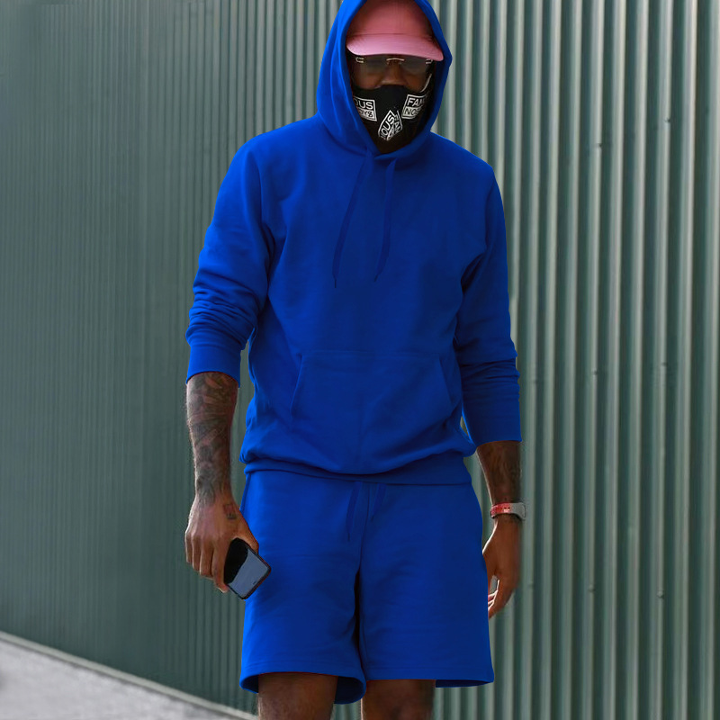 Mens Fleece-Lined Hoodie And Shorts Two-Piece Set - Image 4