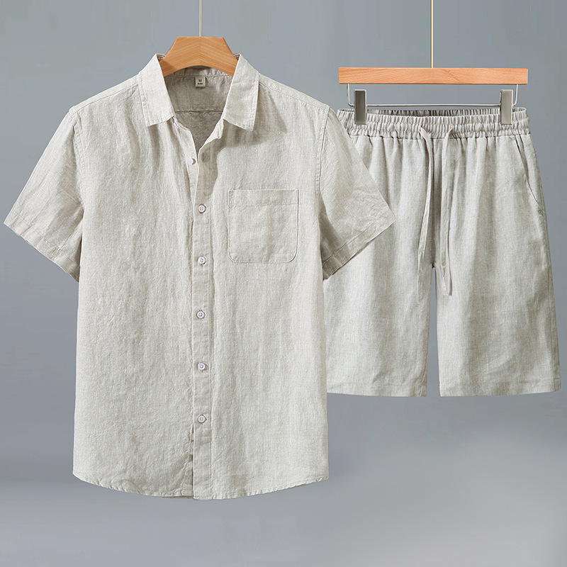 Linen Shirt Men's Short-sleeve Suit - Image 3