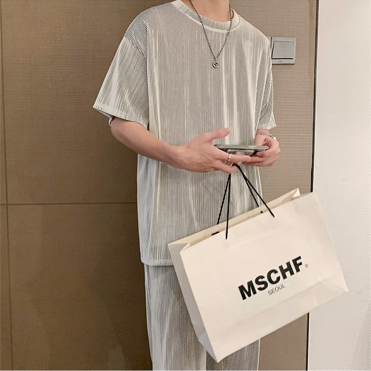 Men's Trendy Hong Kong-style Casual Viscose Short-sleeve Set - Image 3