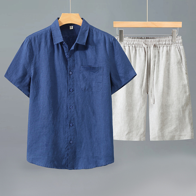 Linen Shirt Men's Short-sleeve Suit - Image 9