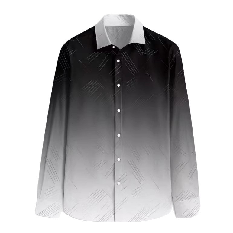 Men's Slim-Fit Long-Sleeve Shirt With Linear Print - Image 6