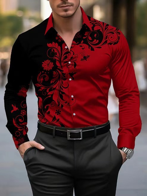 Men's Patterned Printed Slim-Fit Shirt - Image 8