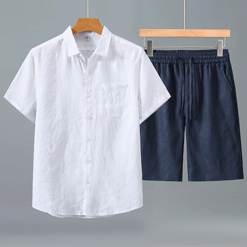 Linen Shirt Men's Short-sleeve Suit - Image 4