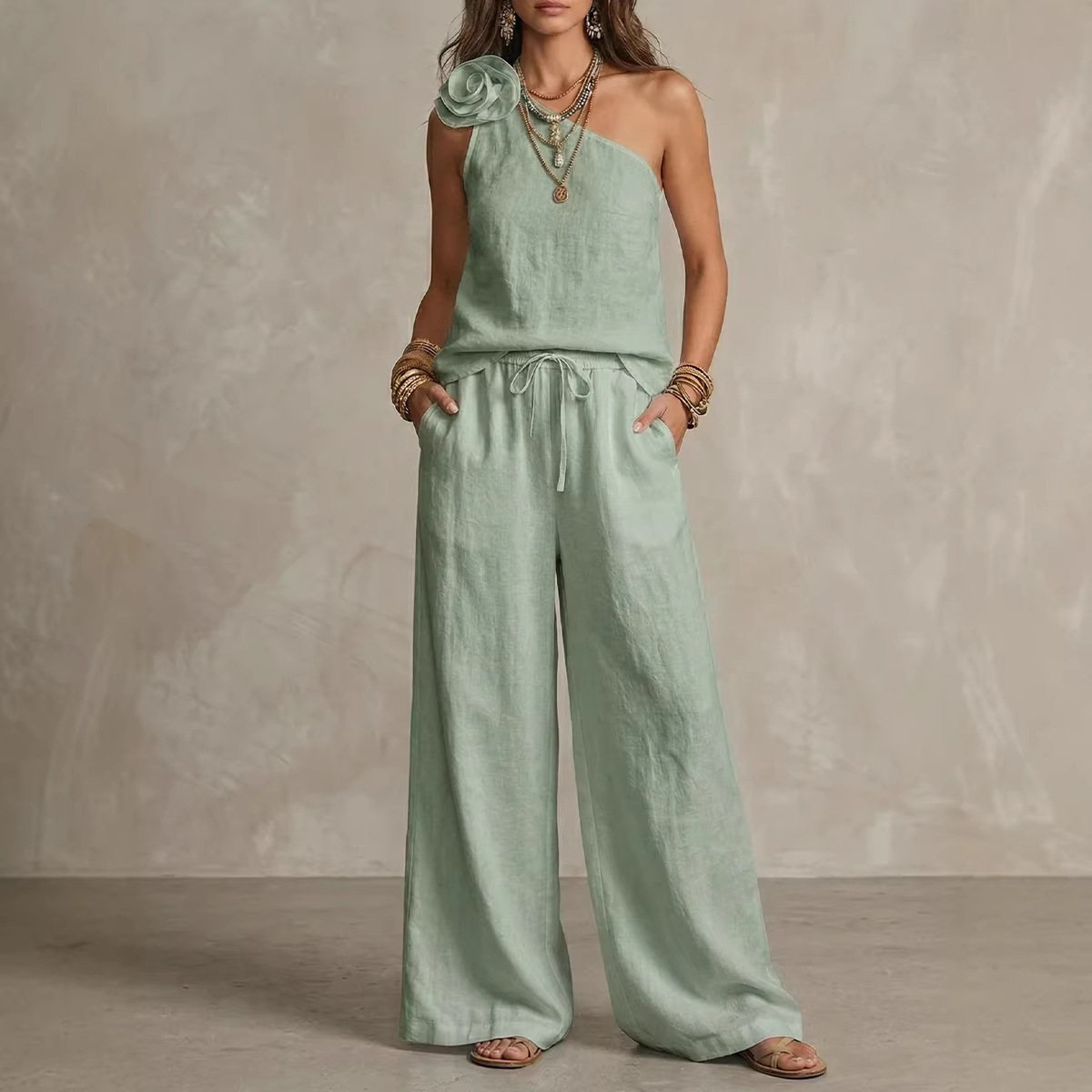 Sexy Urban-Style Loose-Fit Sleeveless Pantsuit - Image 9