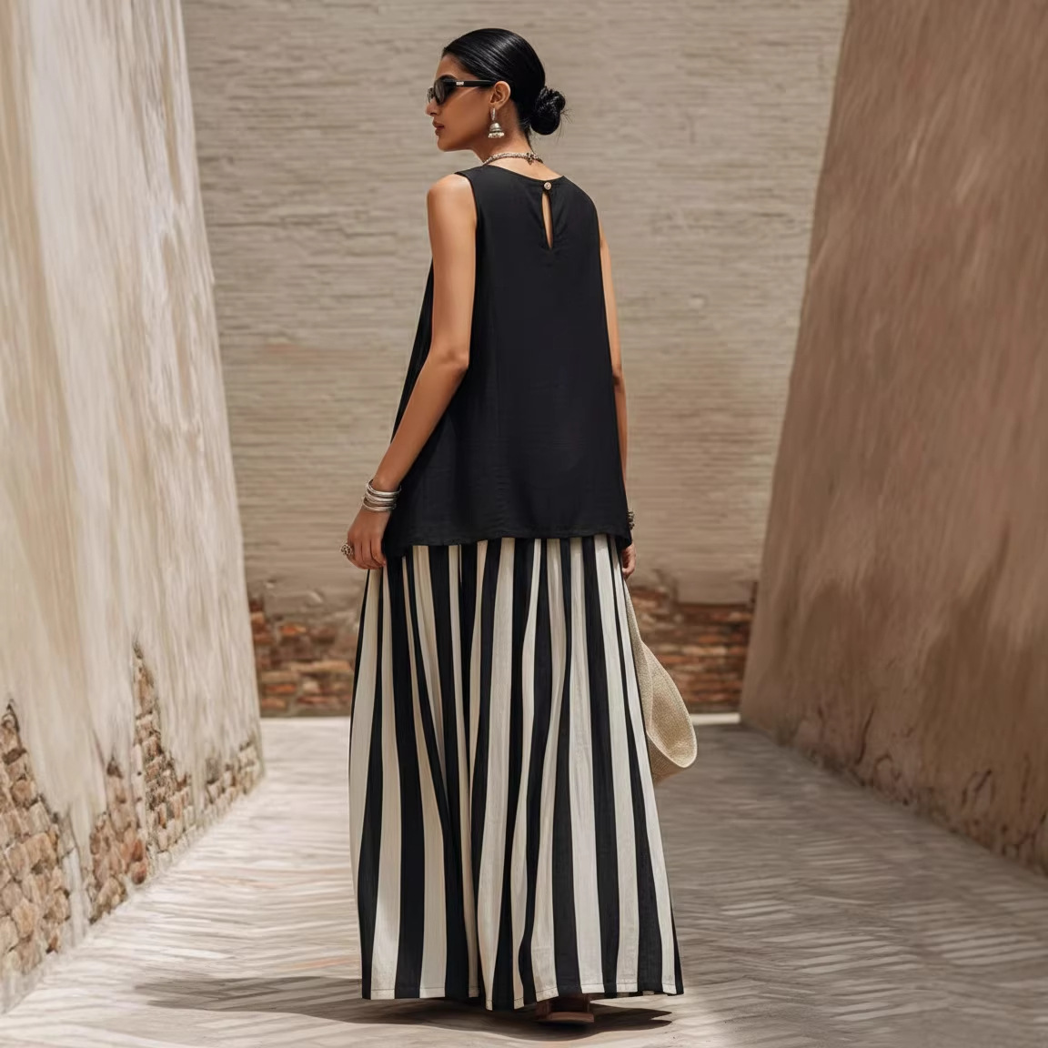 Sleeveless Striped Fashionable Vacation Set - Image 9