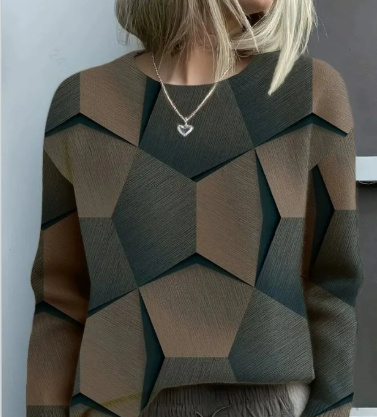 3D Digital Print Flannel Christmas Women's Round Neck Sweatshirt Autumn Winter - Image 3