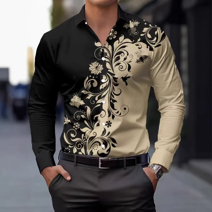 Men's Patterned Printed Slim-Fit Shirt - Image 3