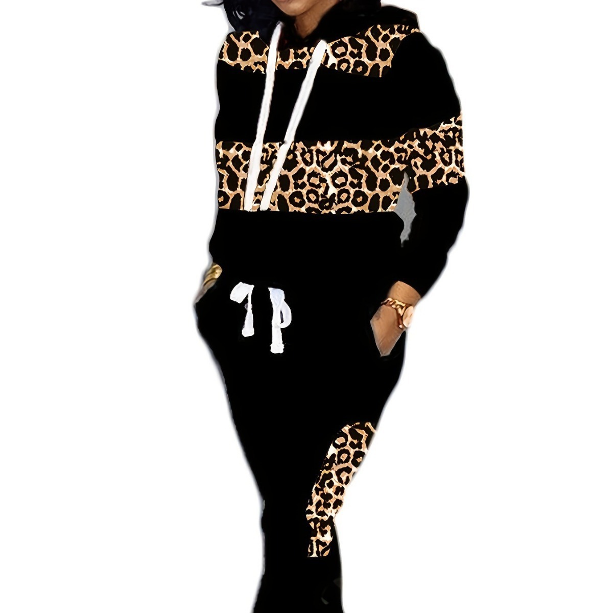 Women's Casual Street-Style Long-Sleeve Leopard-Print Pantsuit - Image 5