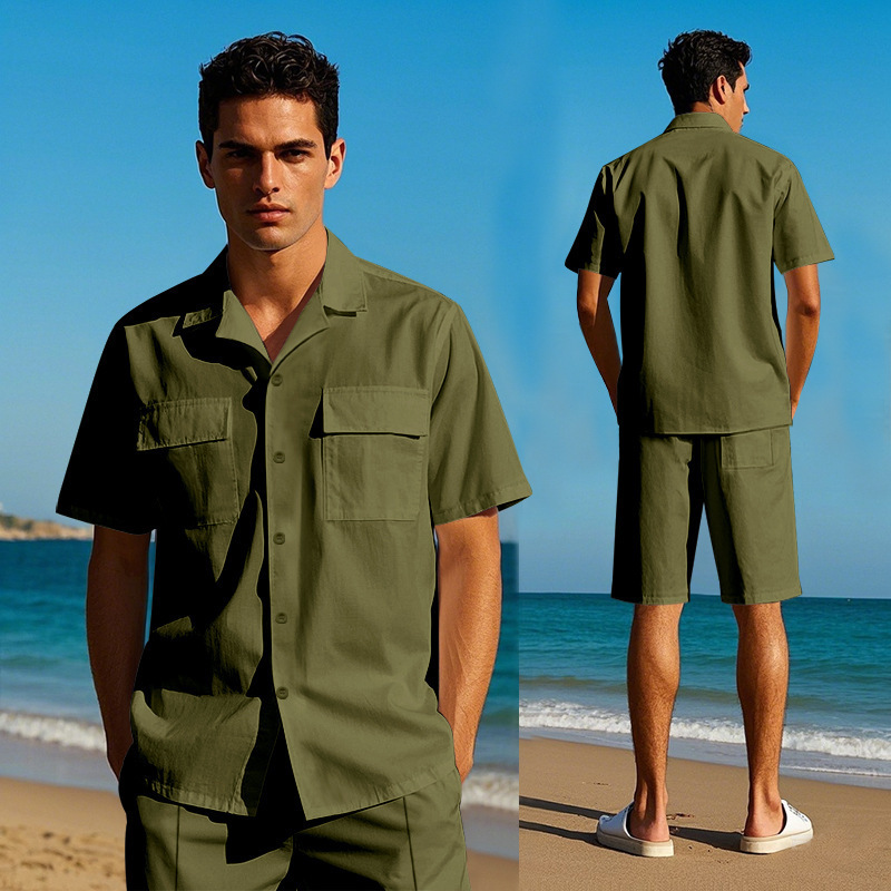 Solid Color Men's Sportswear Suit - Image 2