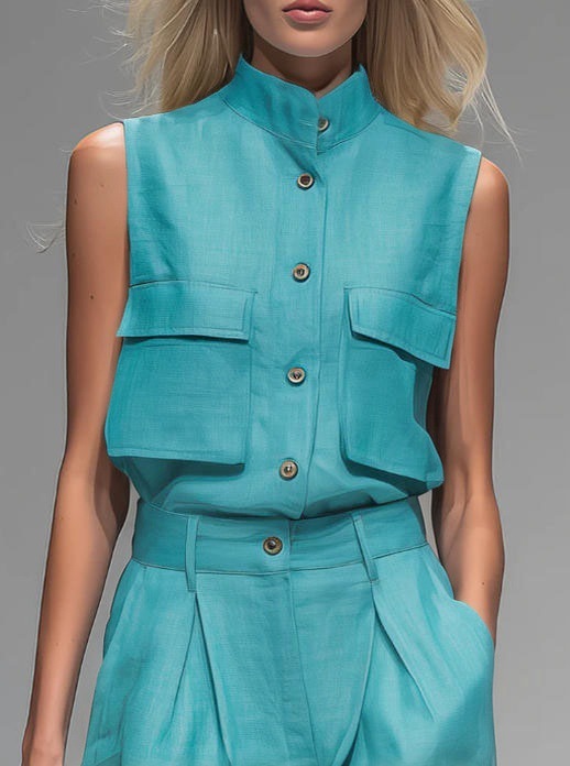 Sleeveless Vest And Wide-leg Pants Set For Women - Image 3