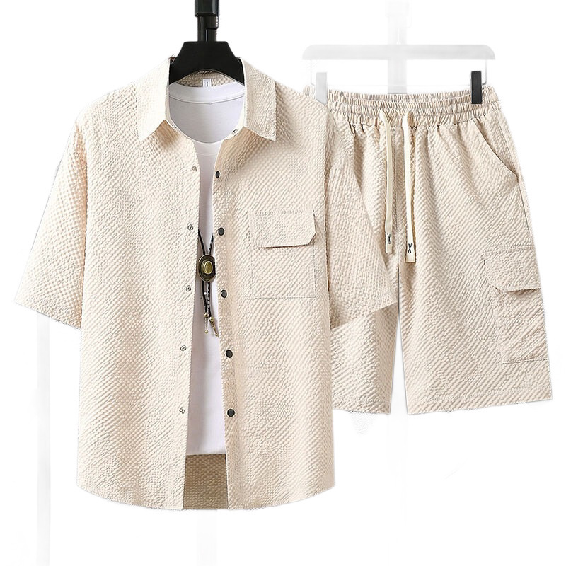 Mens Lightweight Casual Top And Shorts Workwear Two-Piece Set - Image 6