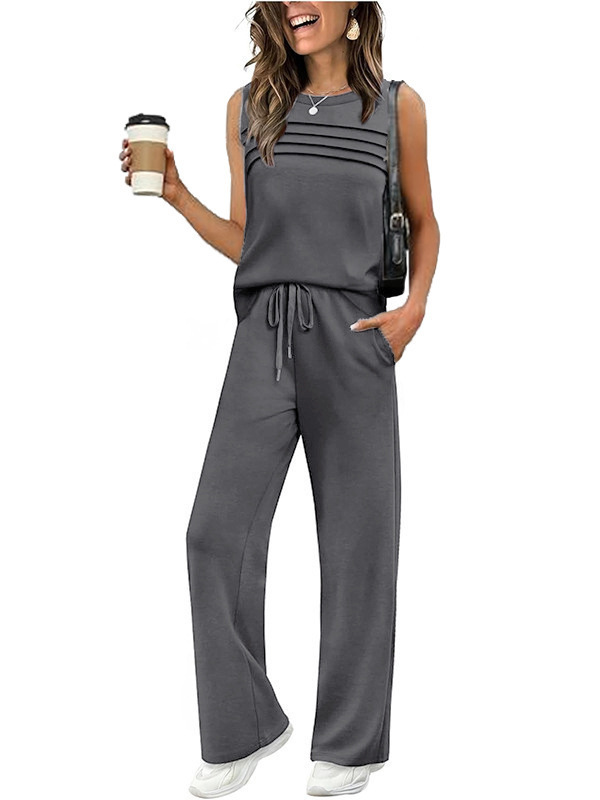 Womens Pleated Vest Top Two-Piece Set - Image 5