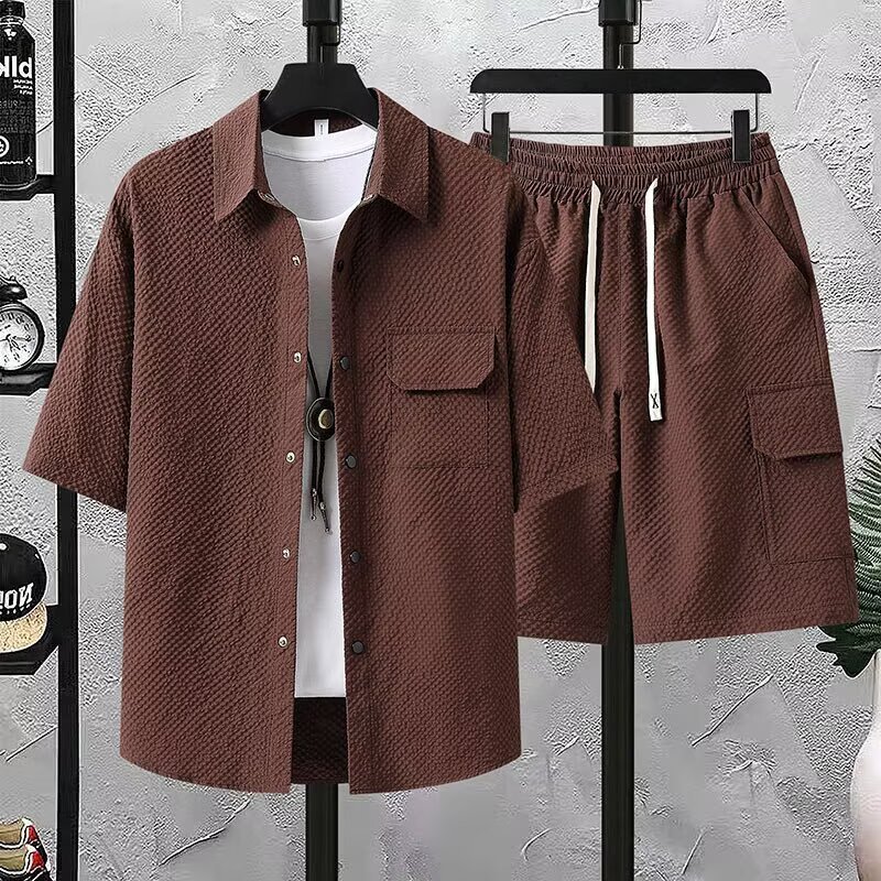 Mens Lightweight Casual Top And Shorts Workwear Two-Piece Set - Image 3