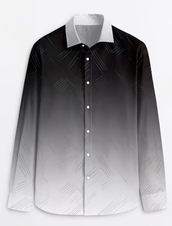 Men's Slim-Fit Long-Sleeve Shirt With Linear Print - Image 5