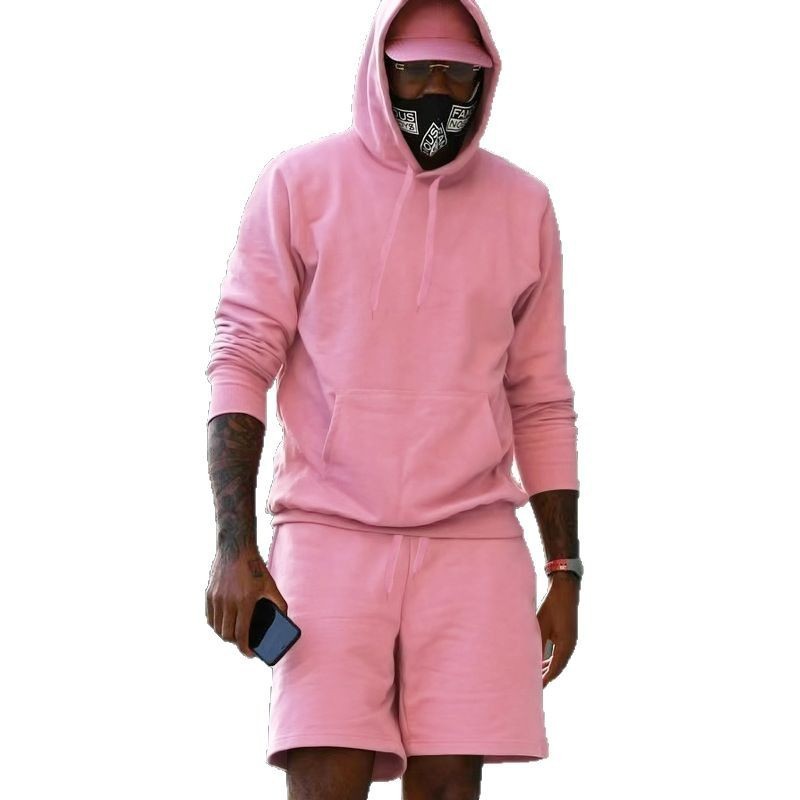 Mens Fleece-Lined Hoodie And Shorts Two-Piece Set - Image 8