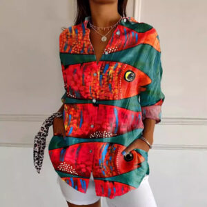 Women's Drop-shoulder Sleeve 3D Digital Printing Long-sleeved Shirt