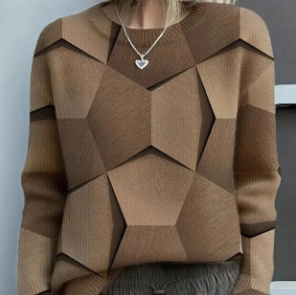 3D Digital Print Flannel Christmas Women's Round Neck Sweatshirt Autumn Winter