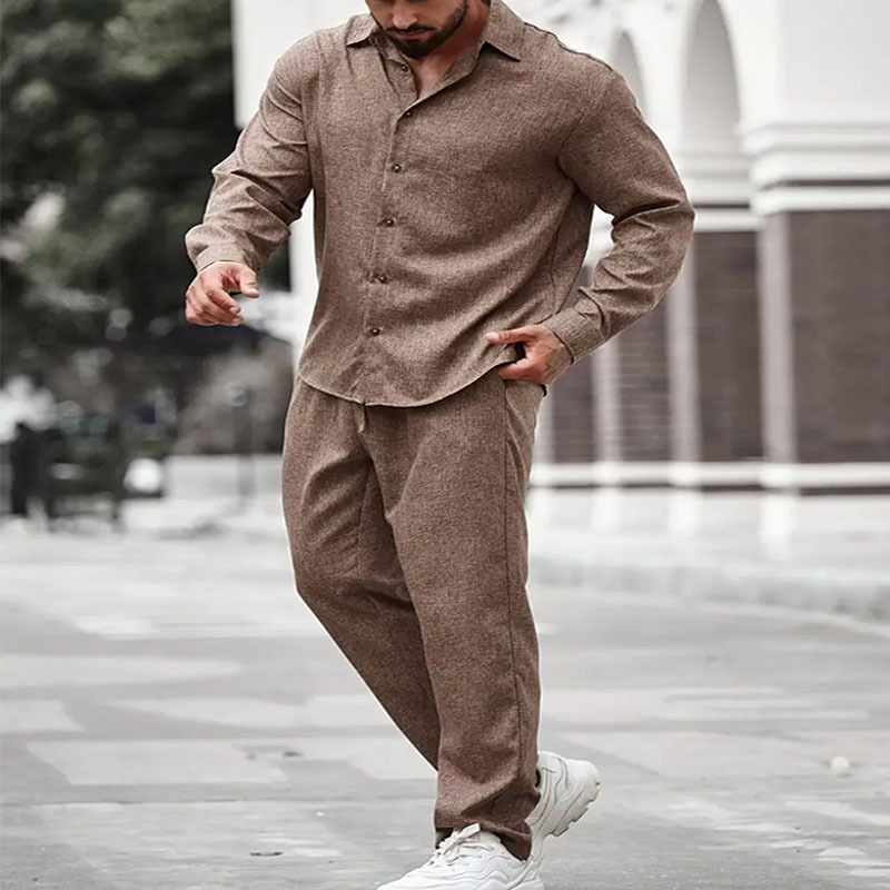 Men's Casual Long-Sleeve Top And Pants Two-Piece Set - Image 6