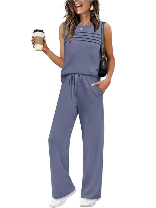 Womens Pleated Vest Top Two-Piece Set - Image 7