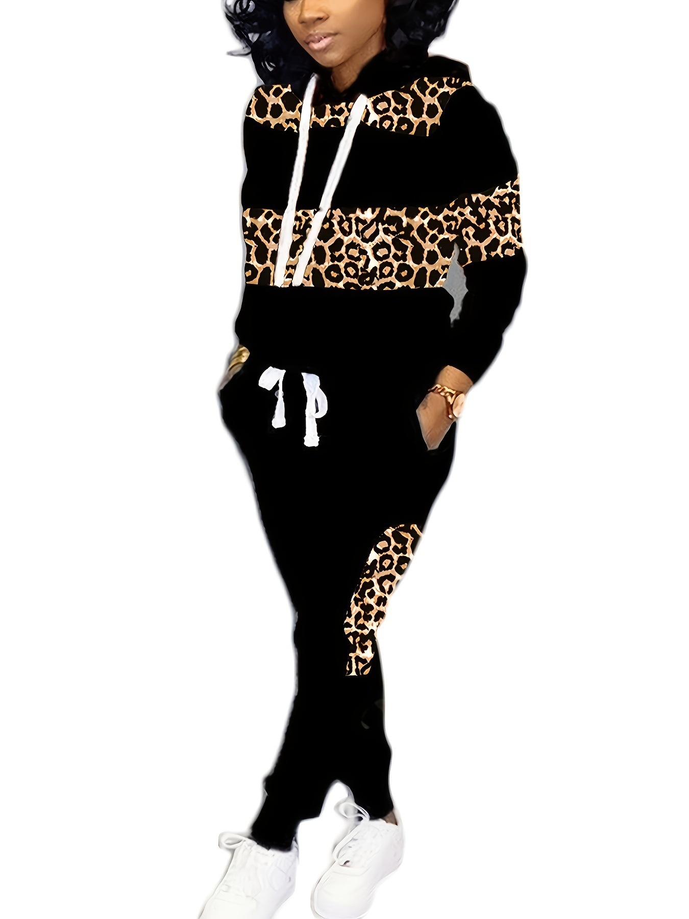 Women's Casual Street-Style Long-Sleeve Leopard-Print Pantsuit - Image 2