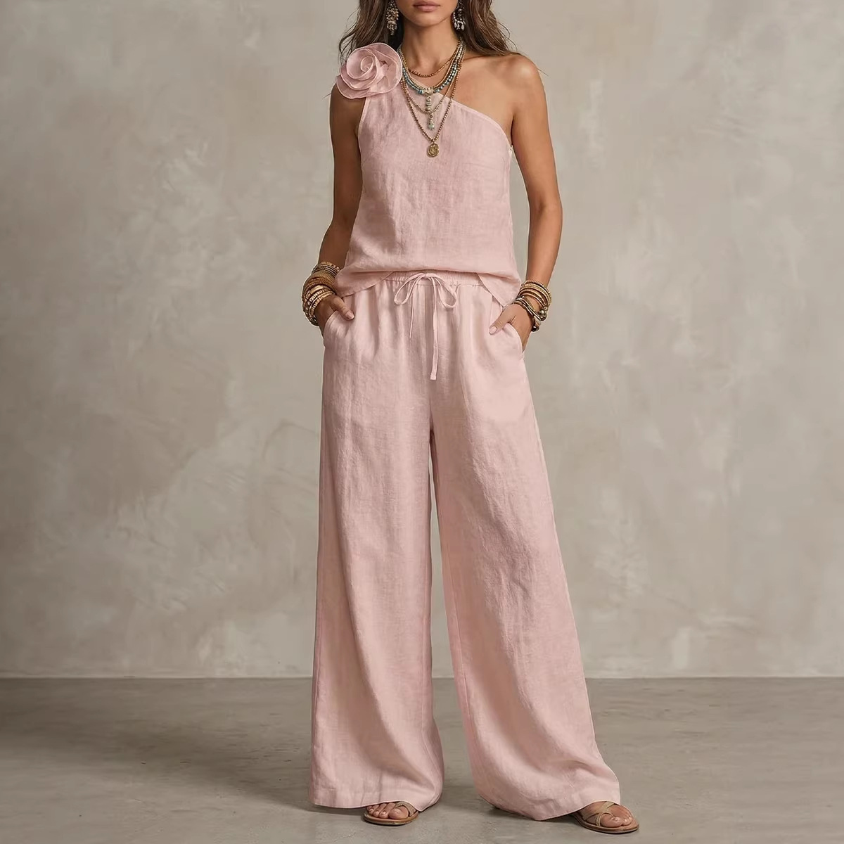 Sexy Urban-Style Loose-Fit Sleeveless Pantsuit - Image 5