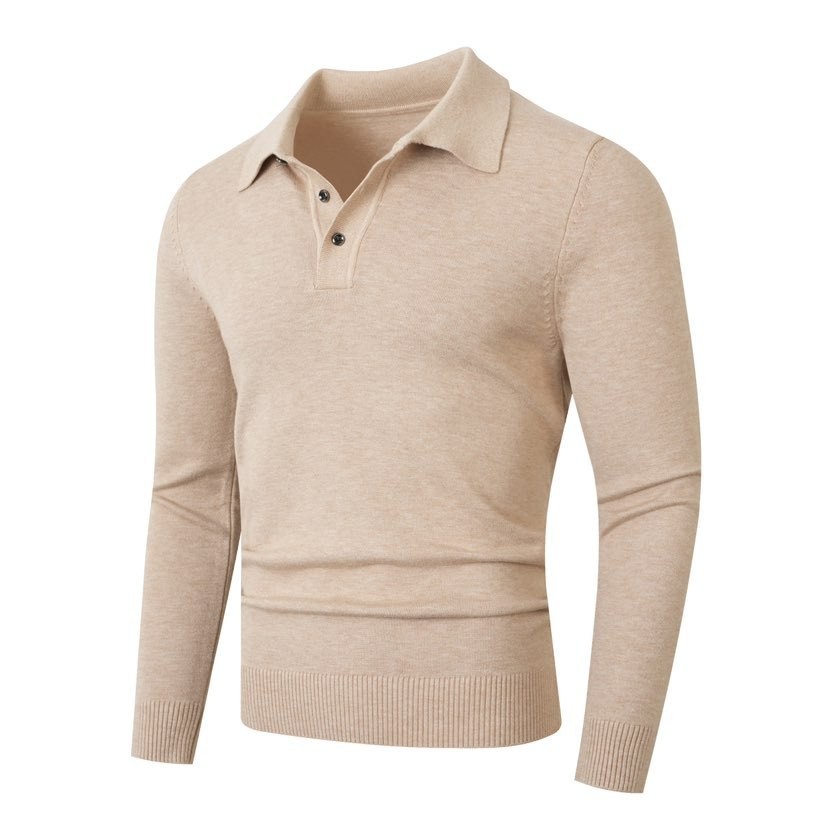 Fashionable Lapel-Neckline Buttoned Casual Pullover Base-Layer Knit Sweater - Image 5