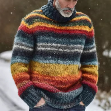 Japanese-Style Contrast-Colored 3D-Printed Turtleneck Top - Image 2