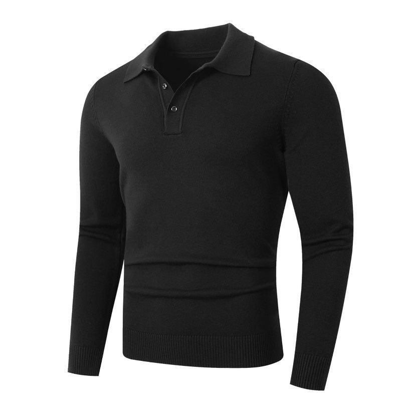 Fashionable Lapel-Neckline Buttoned Casual Pullover Base-Layer Knit Sweater - Image 6