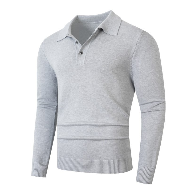 Fashionable Lapel-Neckline Buttoned Casual Pullover Base-Layer Knit Sweater - Image 10
