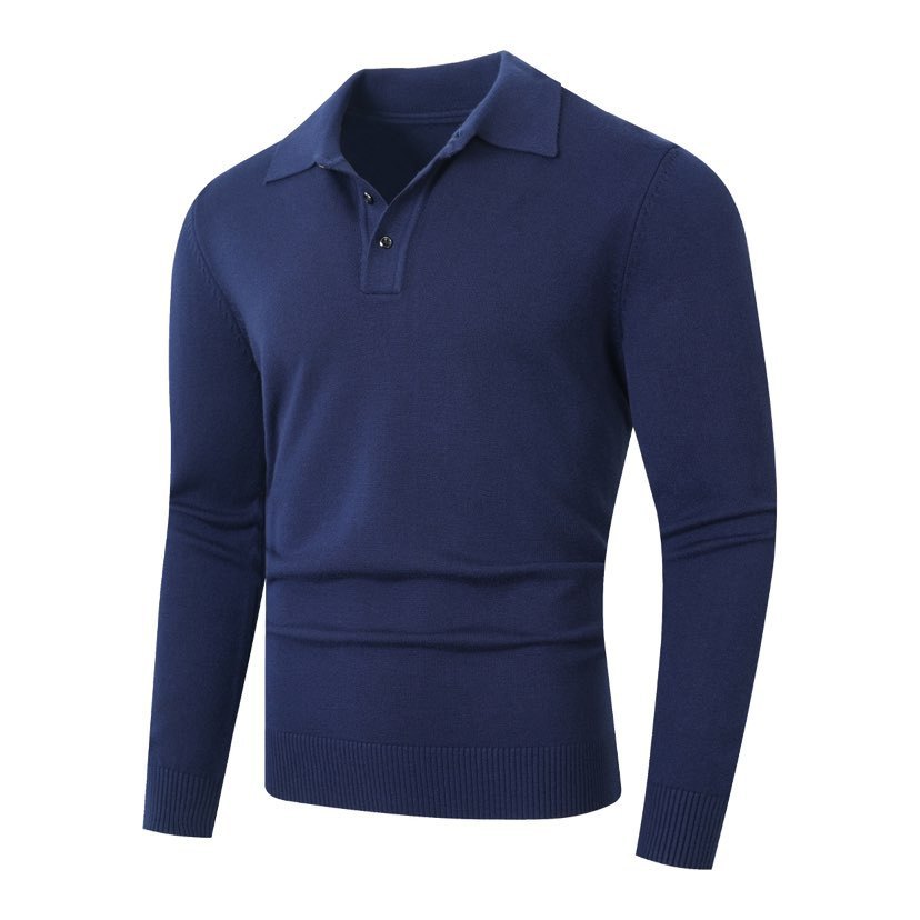 Fashionable Lapel-Neckline Buttoned Casual Pullover Base-Layer Knit Sweater - Image 7