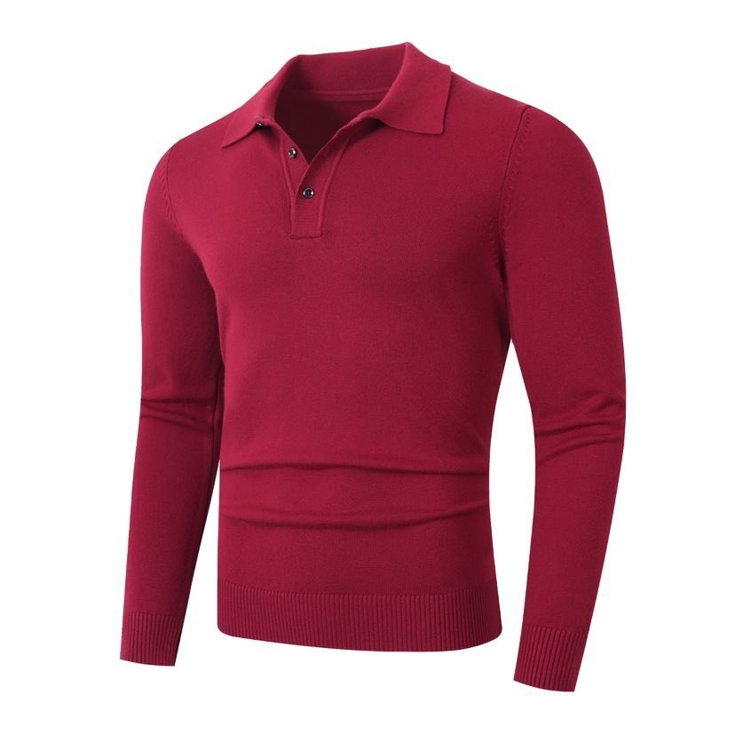 Fashionable Lapel-Neckline Buttoned Casual Pullover Base-Layer Knit Sweater - Image 8