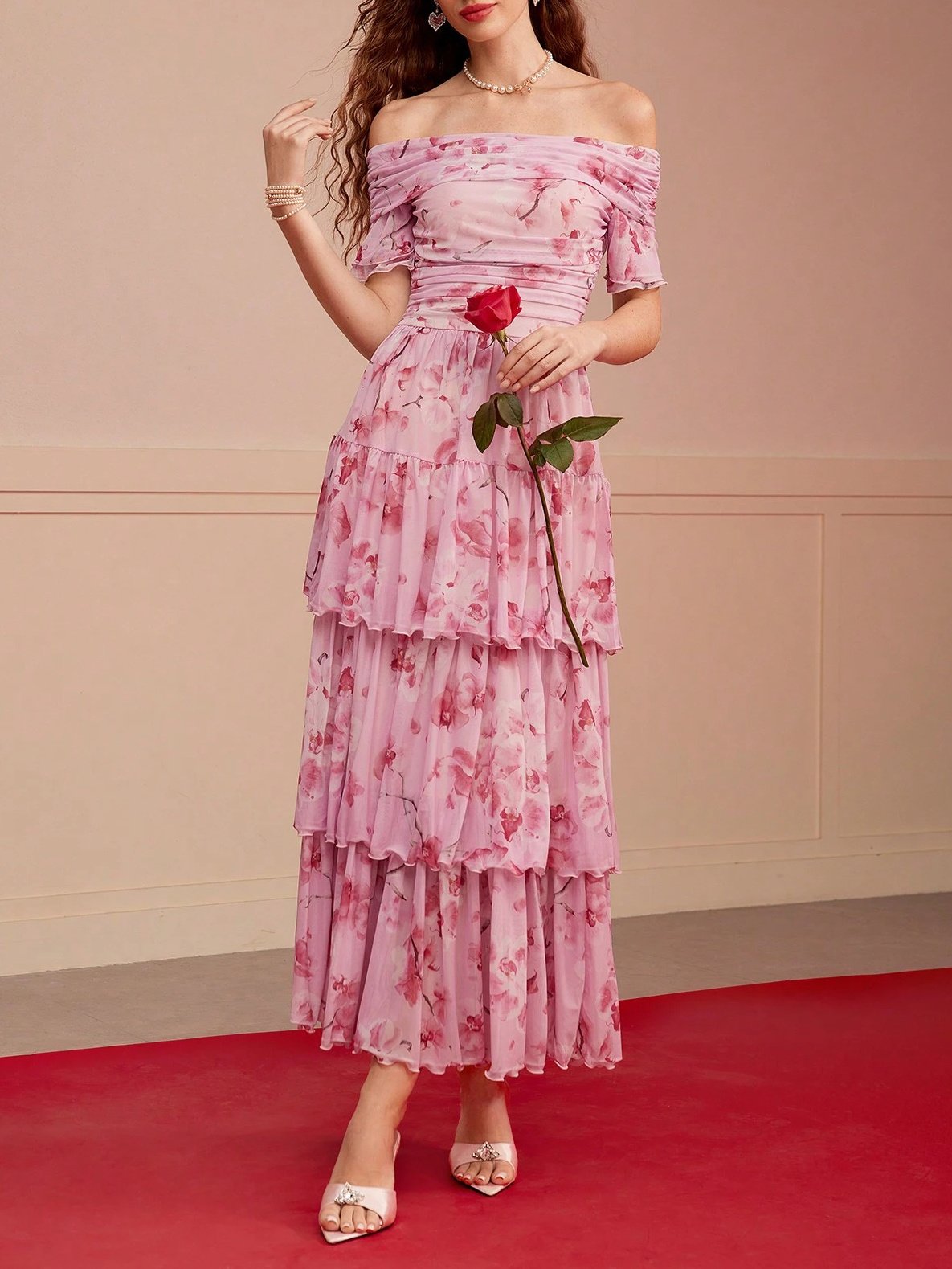 Floral Off-the-Shoulder Tiered Maxi Dress - Image 6